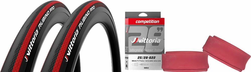 Vittoria Rubino Pro IV 25-622 G2.0 Set De 2 Pneus + Competition Latex 25/28