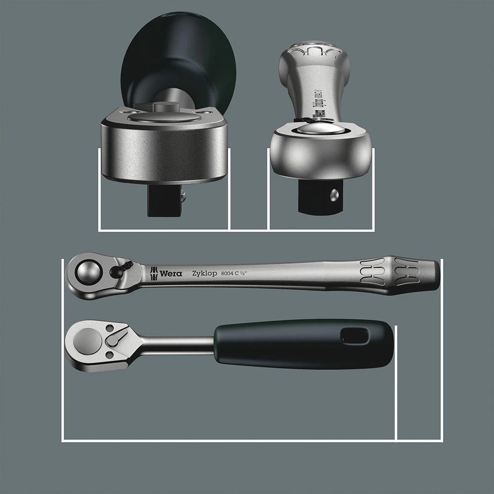 Wera 8004 A Cliquet Zyklop Metal Avec Levier D'inversion, à Carré 1/4" – Image 3