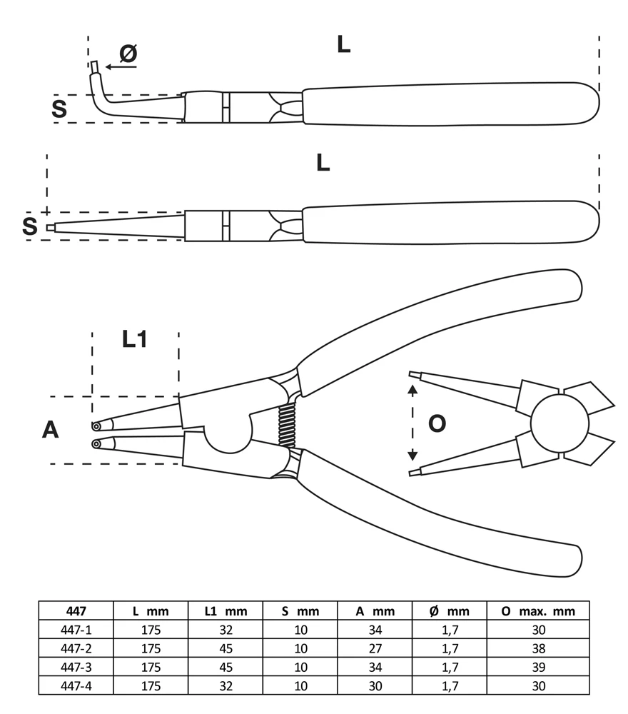 BGS Technic Jeu De Pinces à Circlips 175mm – Image 6